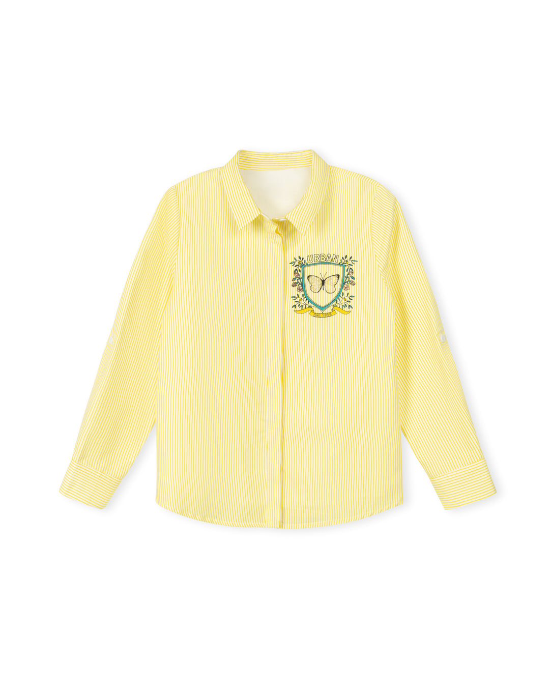 Pinstriped Butterfly Logo Blouse