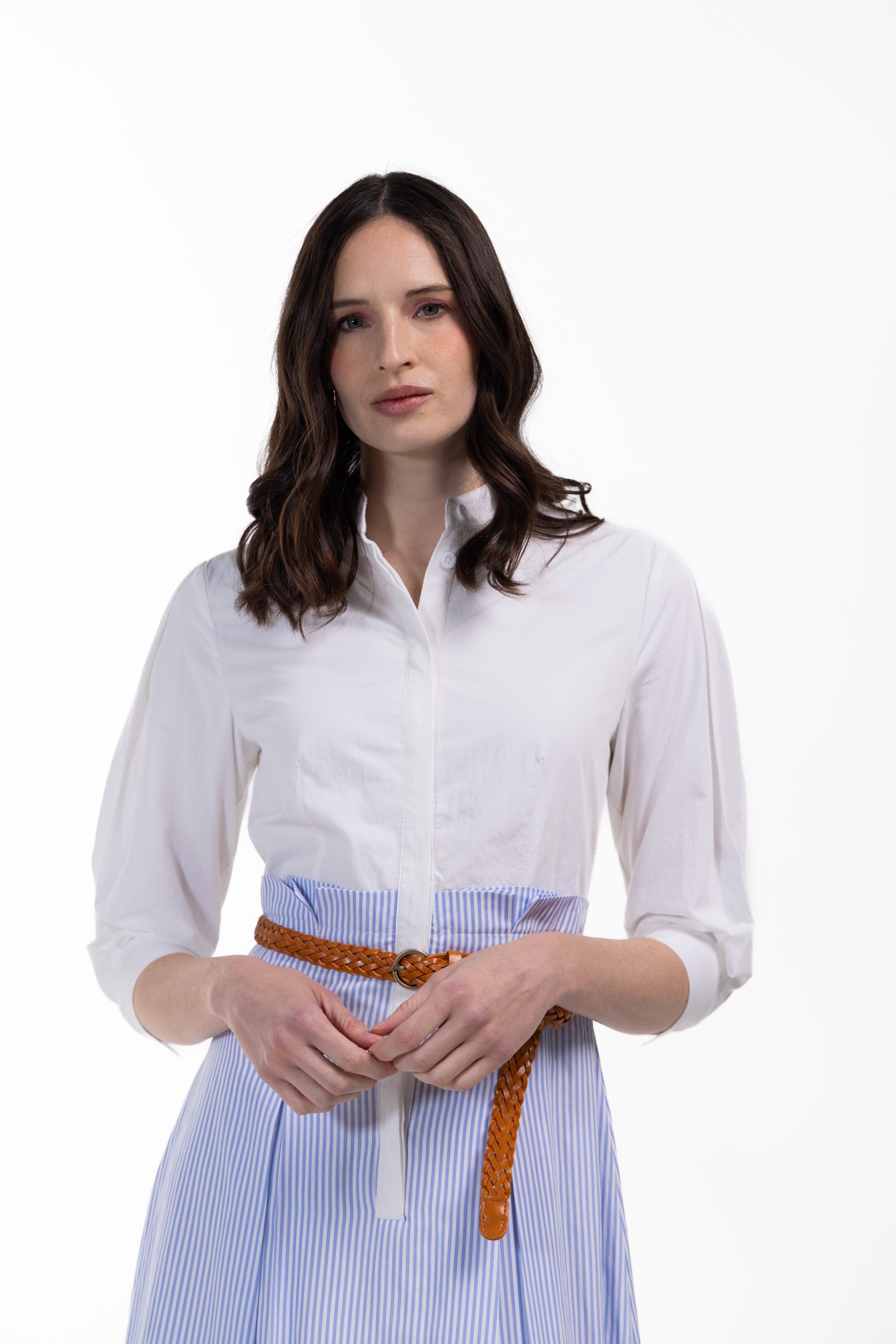 Button Front Belted Dress