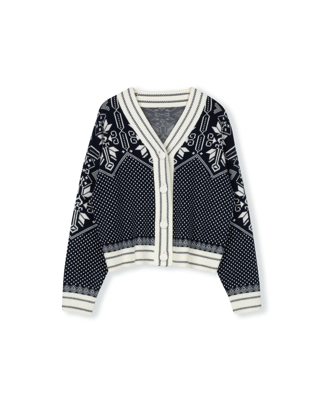 Chunky Knit Printed Cardigan W-20262