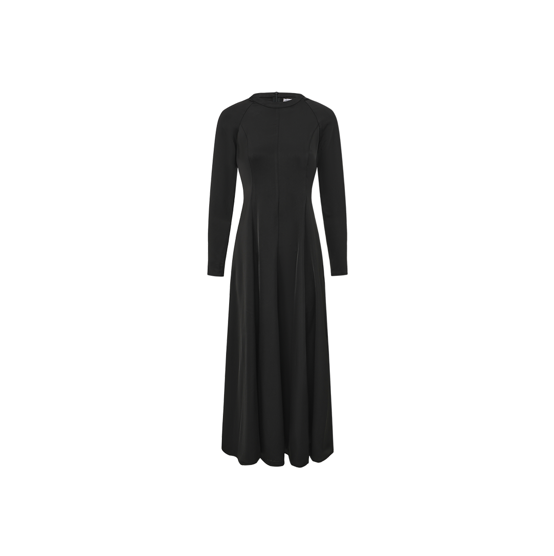 Silk Seam Detailed A-Line Dress