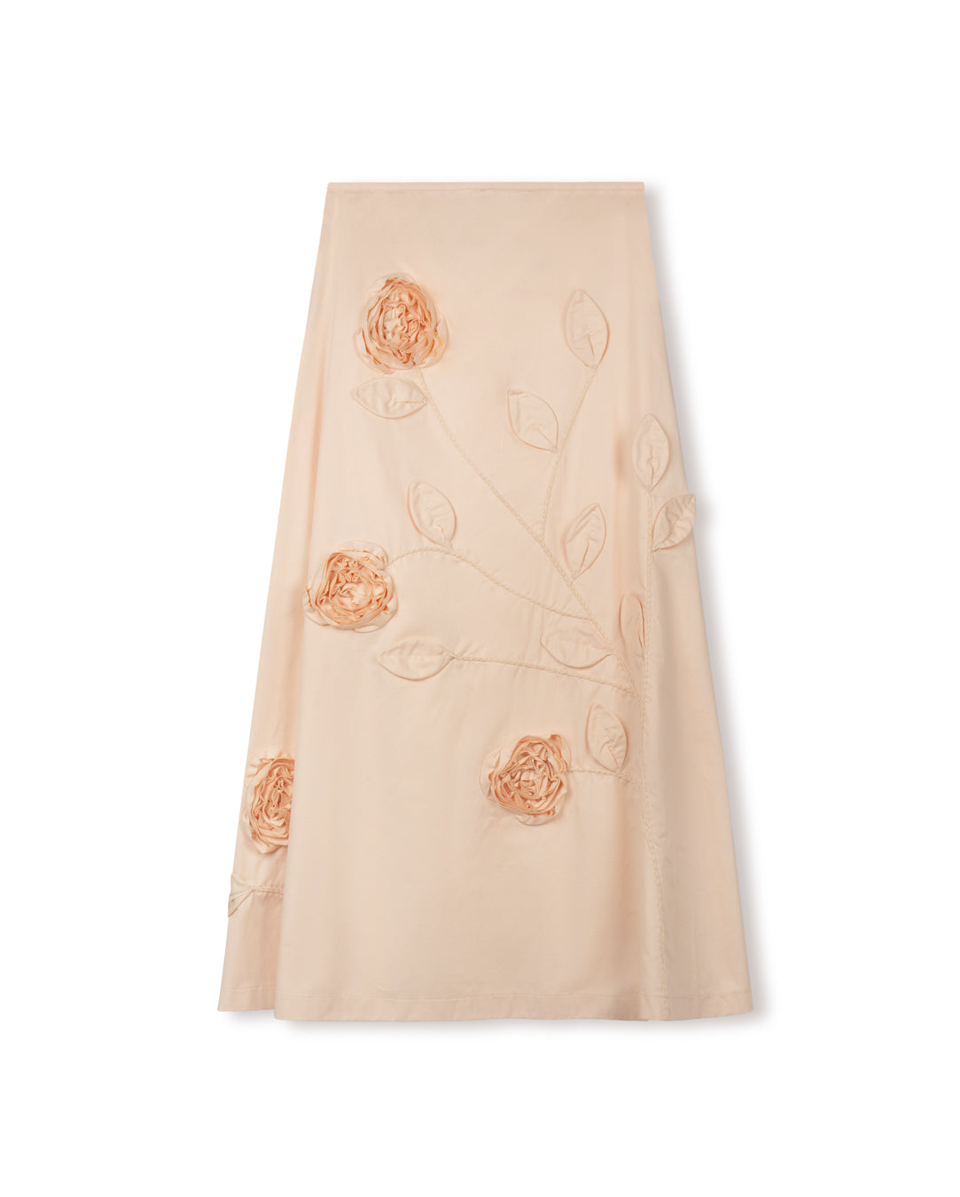 Silk Poplin Appliqued Skirt