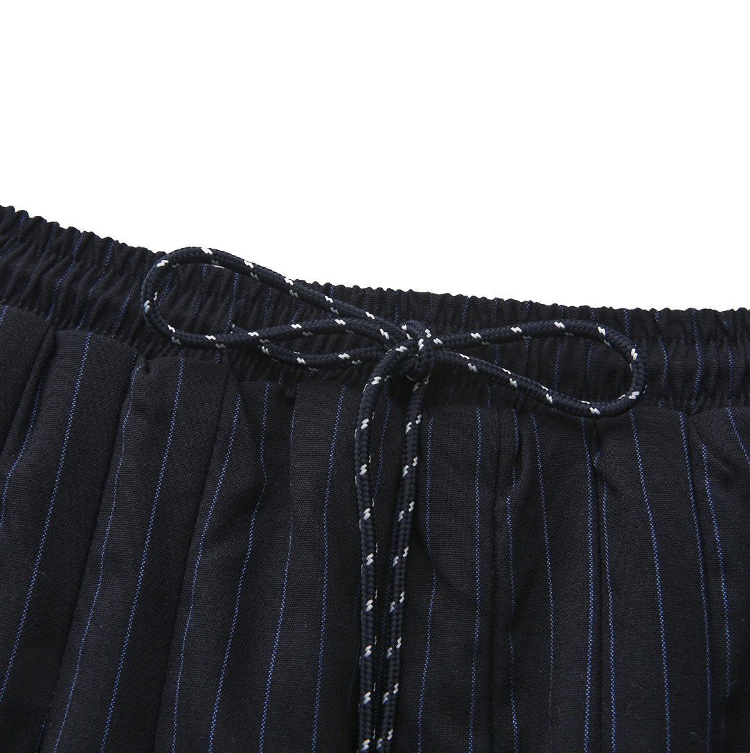 Pinstripe Pleated Drawstring Skirt