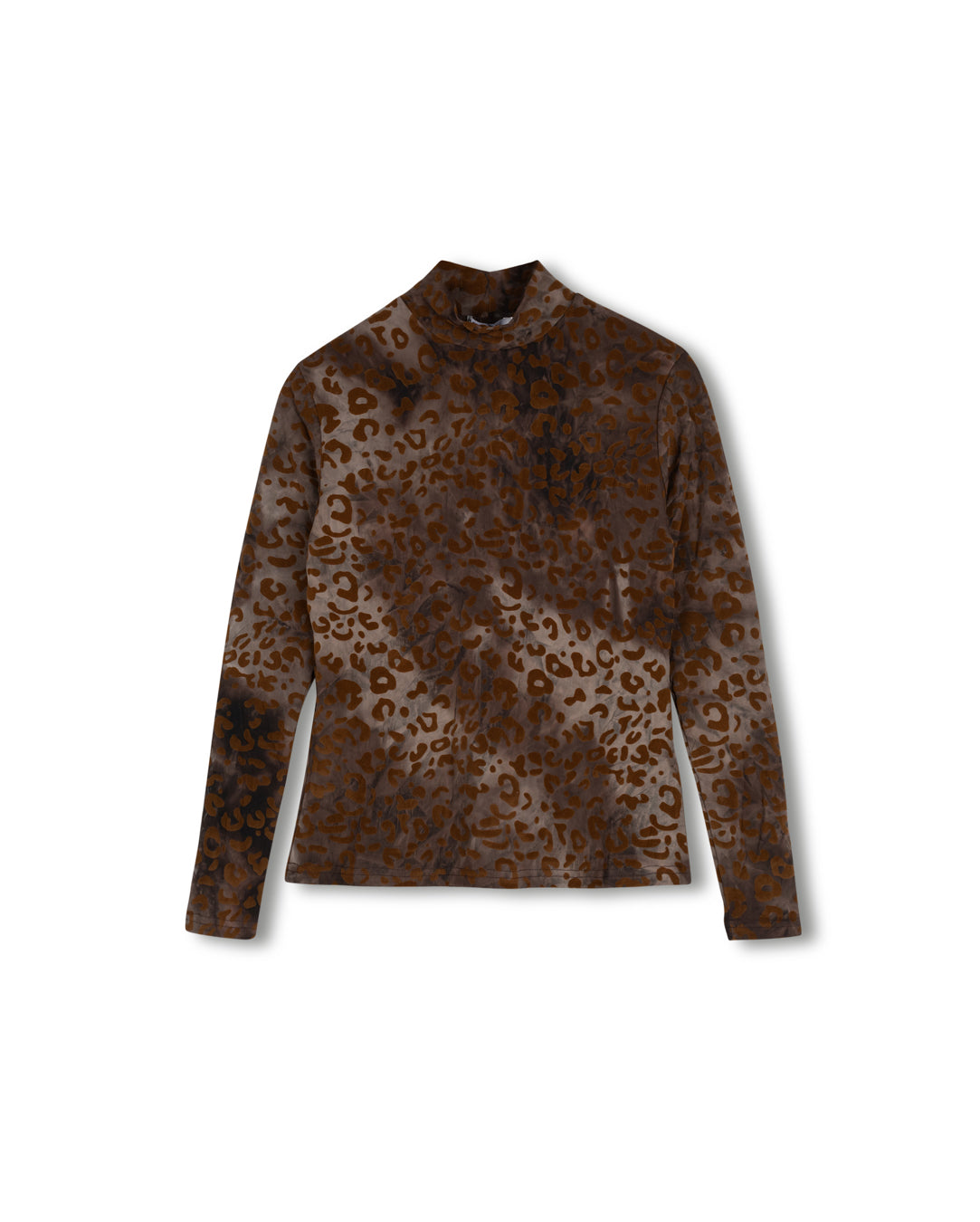 Lepord Velvet Print Mesh Turteleneck