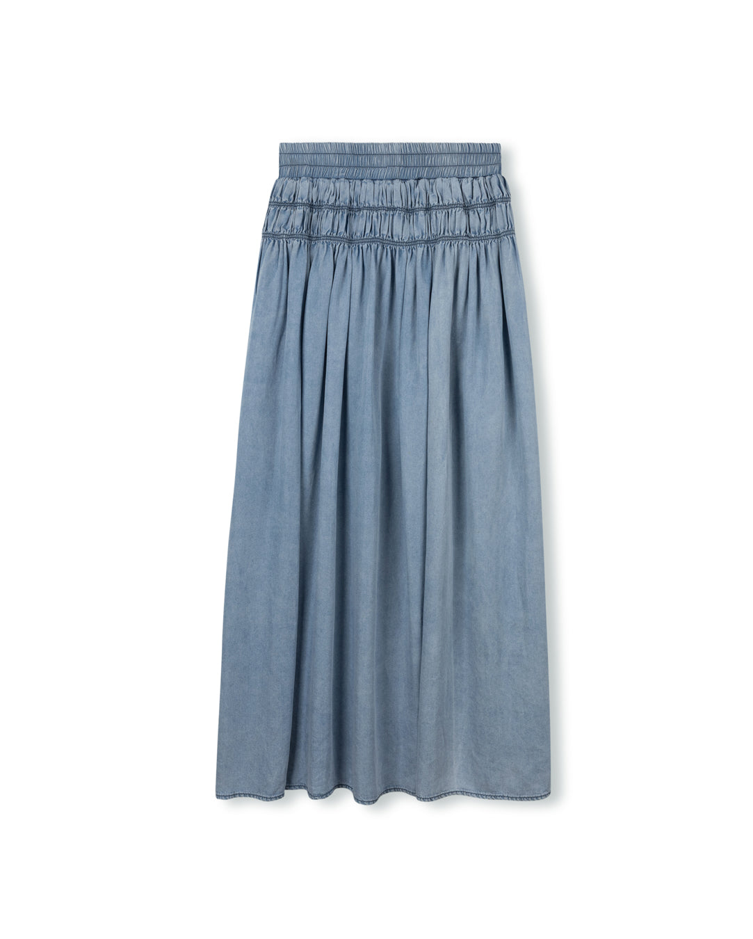 Midi Small Pleated Thin Denim Skirt - Junees