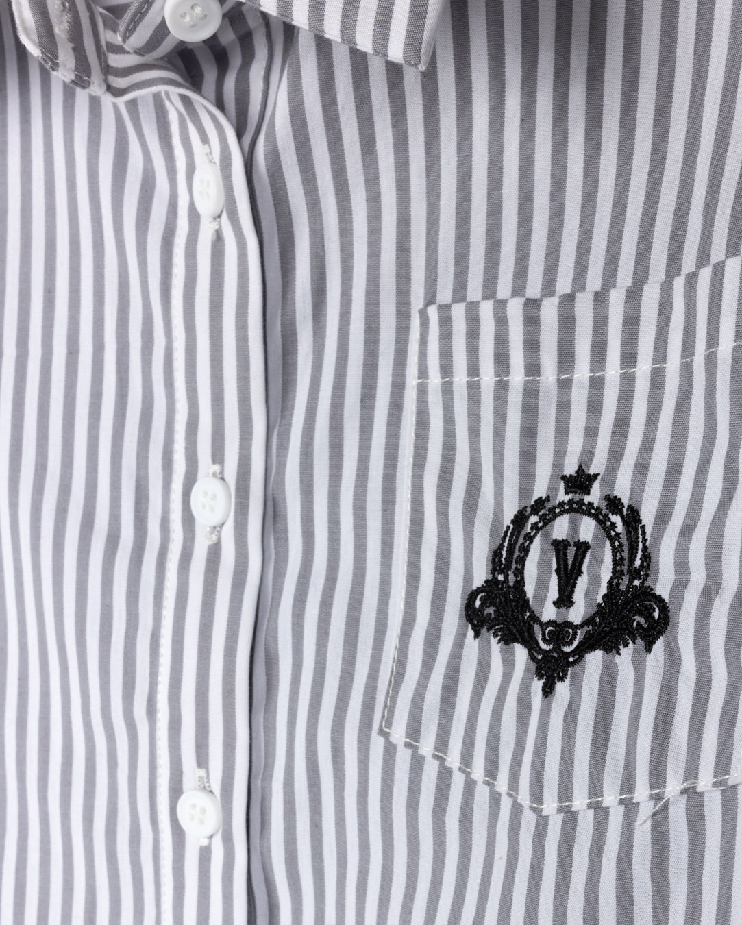 Striped  Embroidered Emblem Shirt