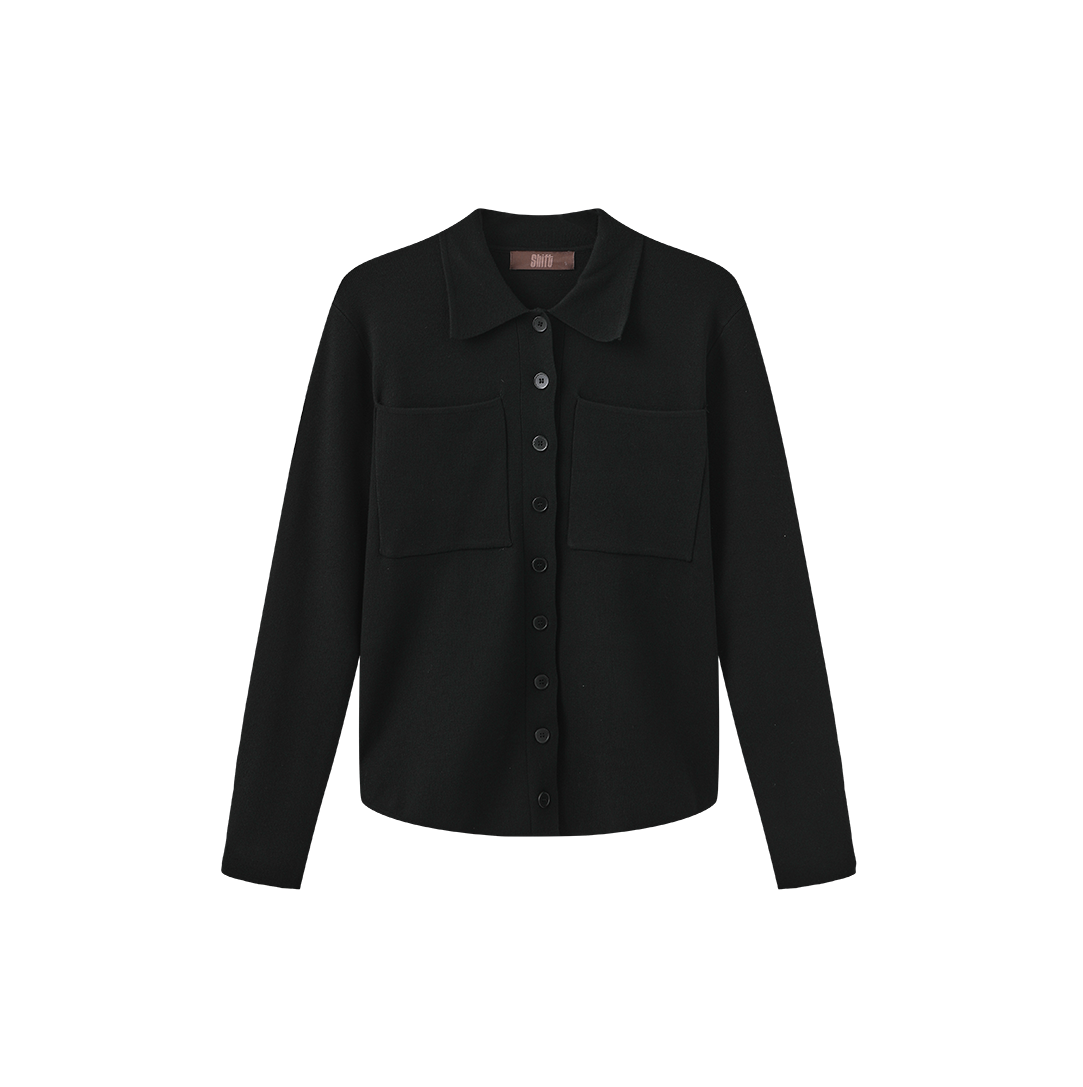 Button Down Knit Collar Top