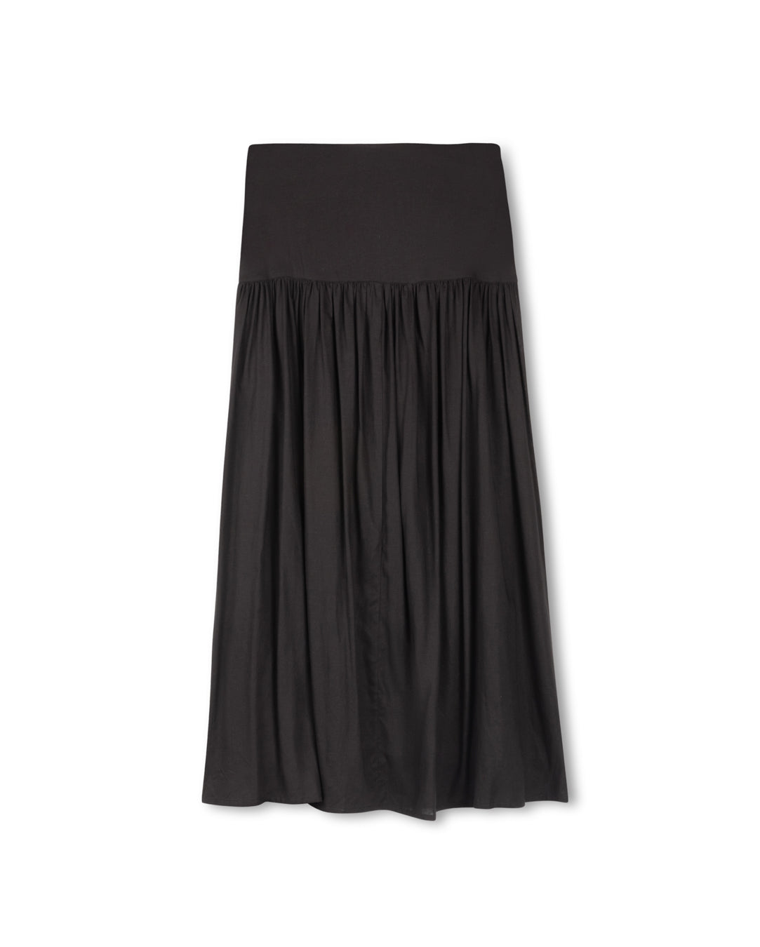 Linen Yolk And Pleat Skirt W-17047
