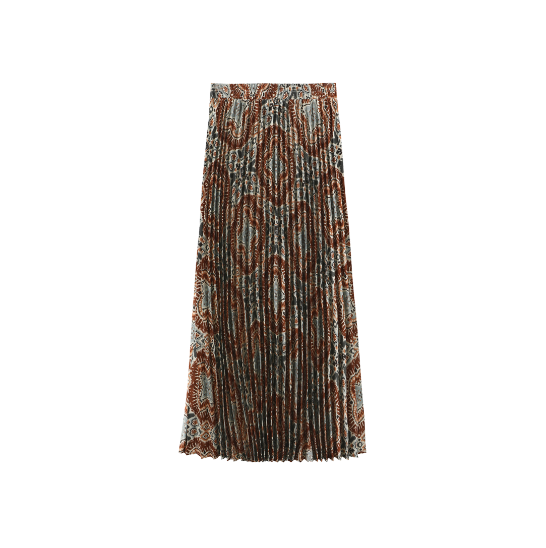 Printed Pleated Elastic Skirt