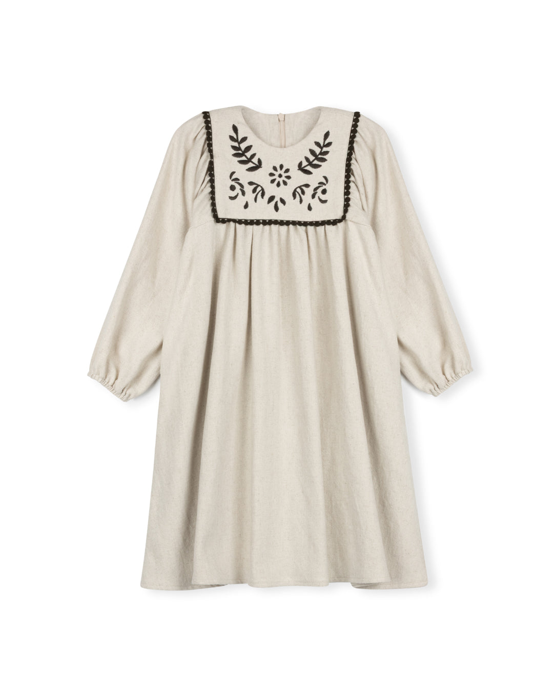 Embroidered Floral Bib Detail Dress