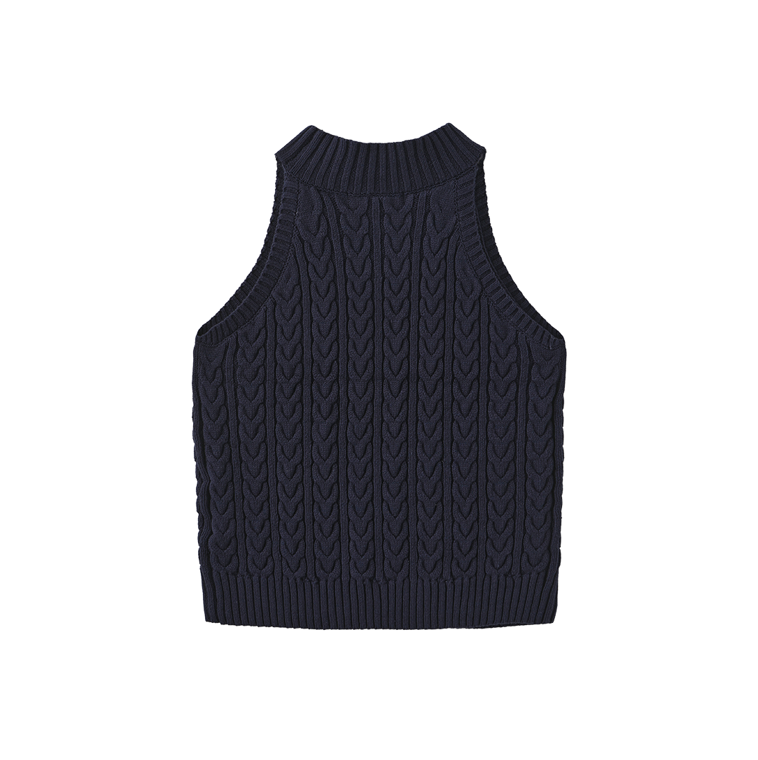 Cable Knit Mock Neck Vest