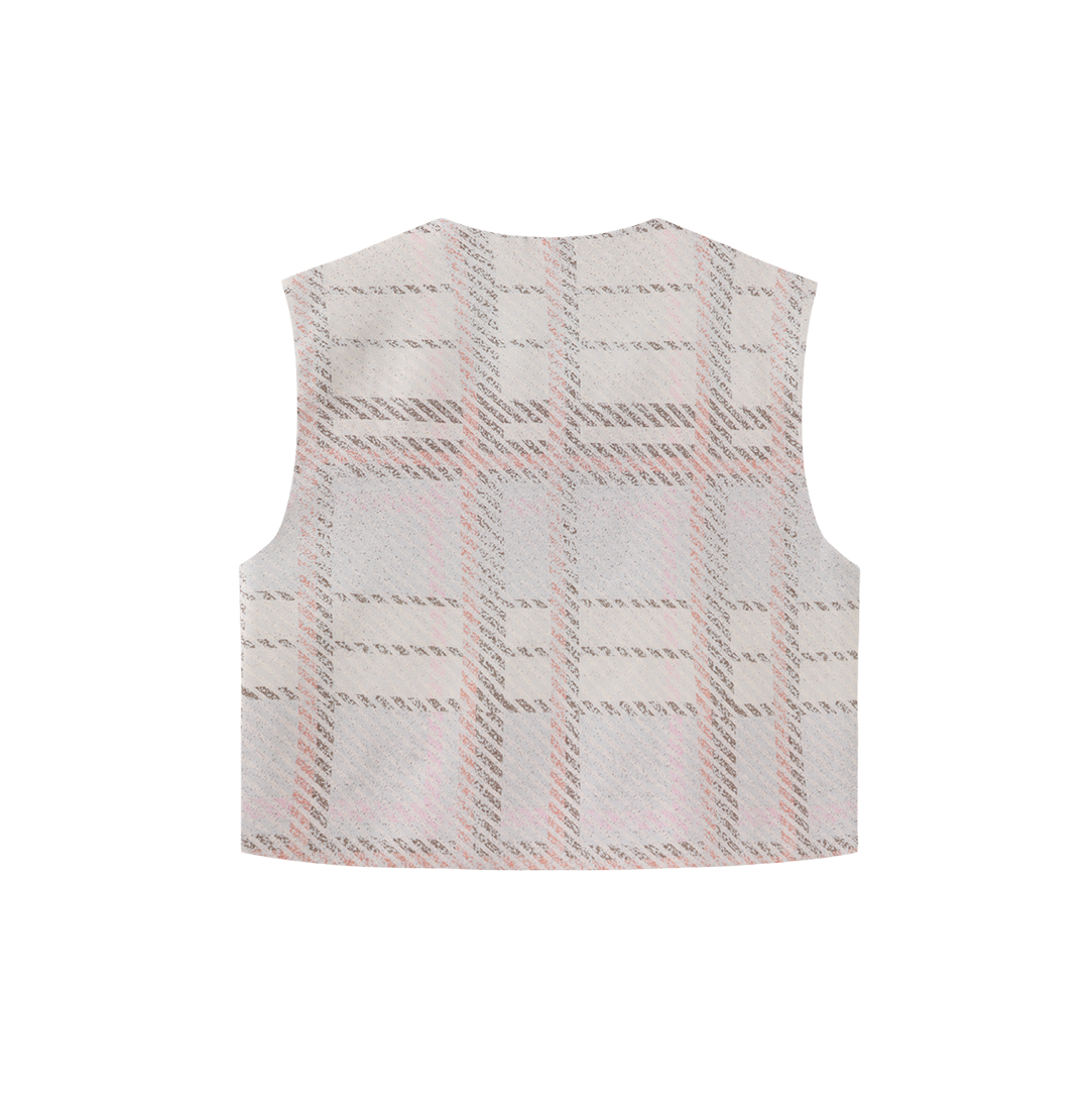 Plaid Printed Crewneck Vest
