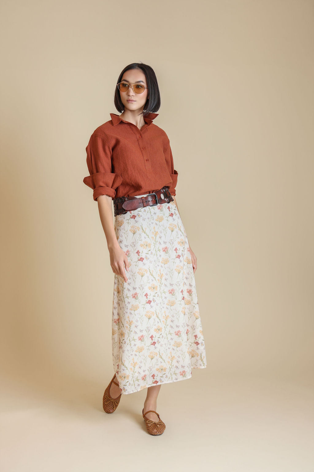 Bea Open Weave Floral Skirt - Junees