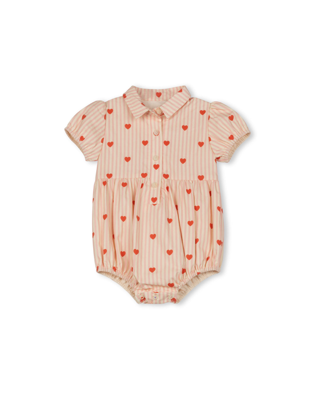 Kace Heart Printed Striped Romper