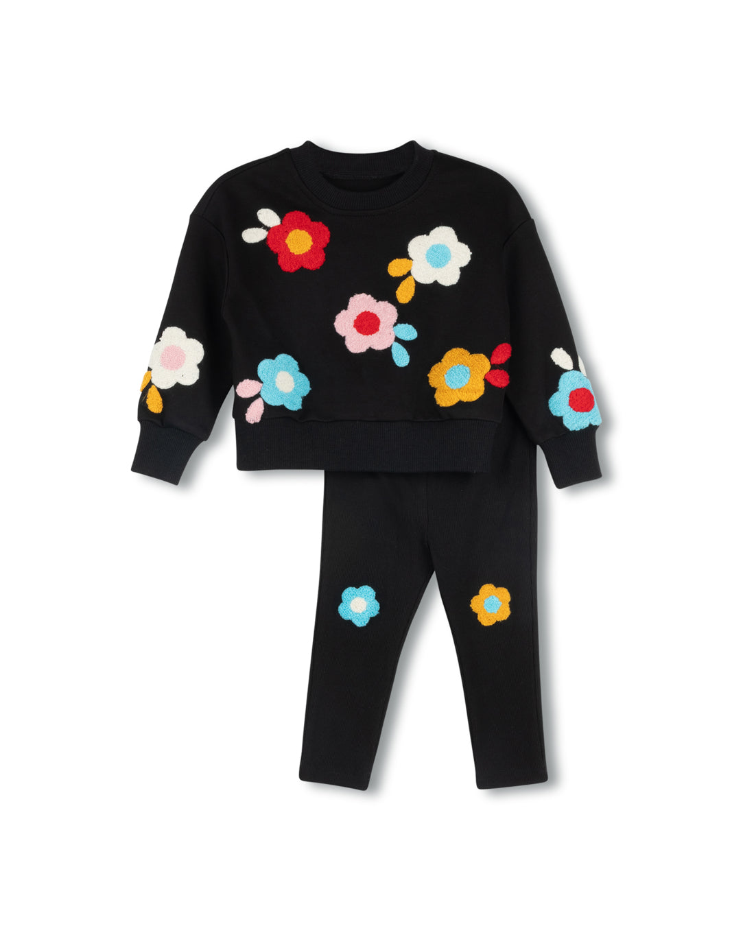 Sherpa Floral Sweatshirt And Leggings C-21715