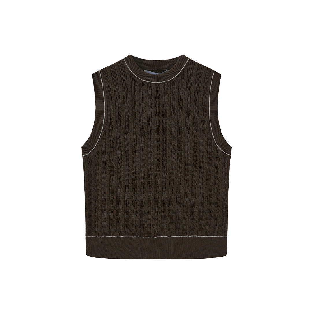 Cable Knit Trim Vest