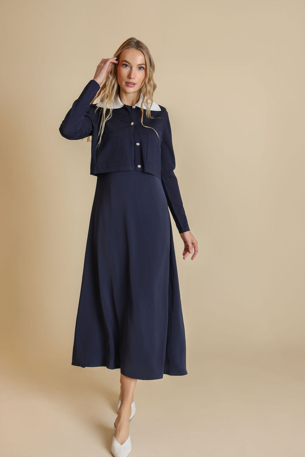 Cropped Detailed Knit Dress