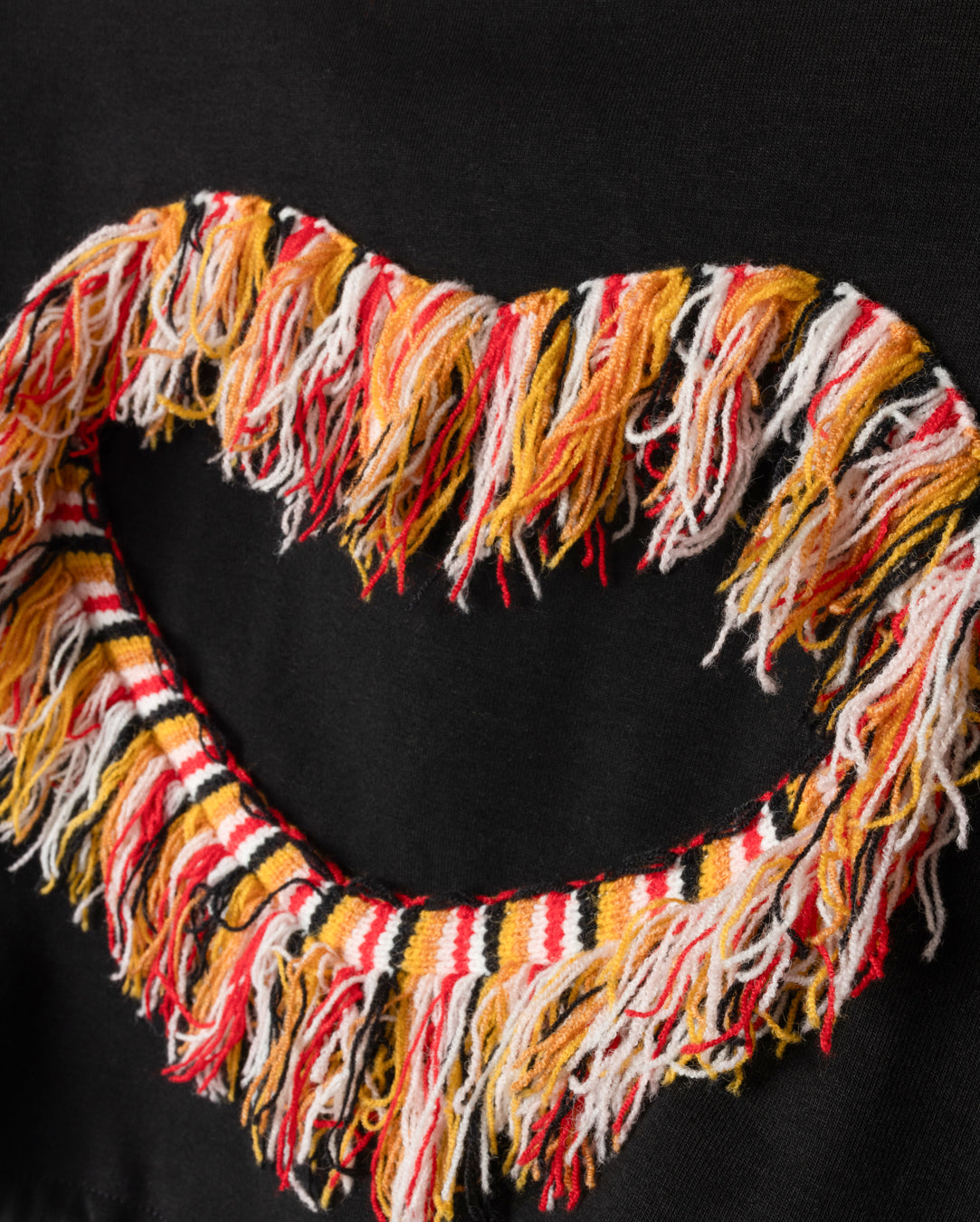 Striped Heart Fringed Bomber Sweatshirt