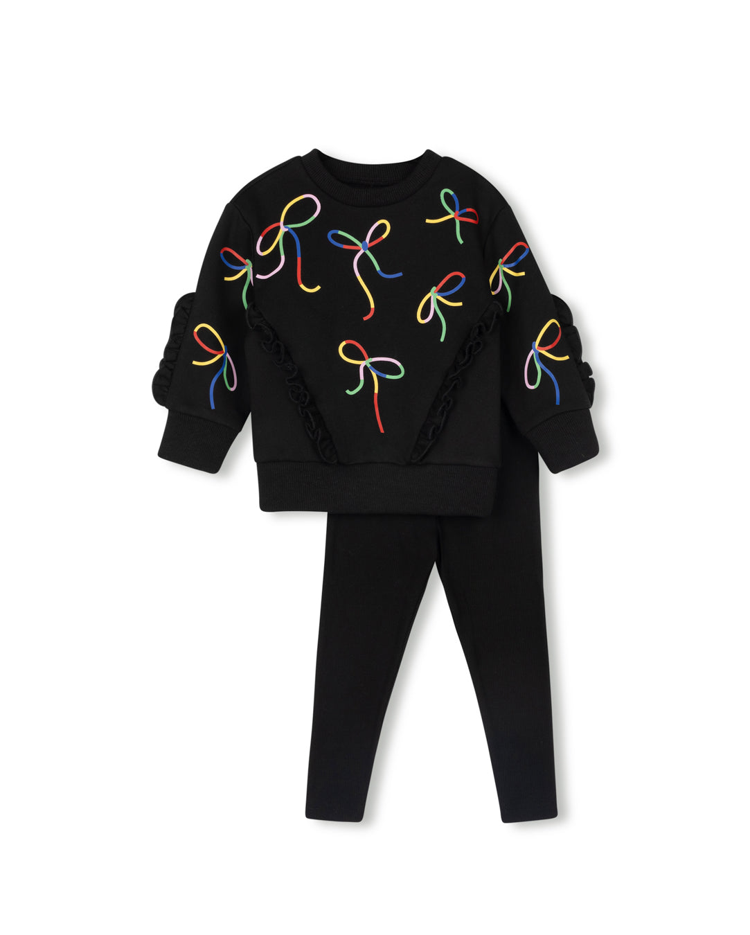 Colorful Bow Sweatshirt Set C-23433