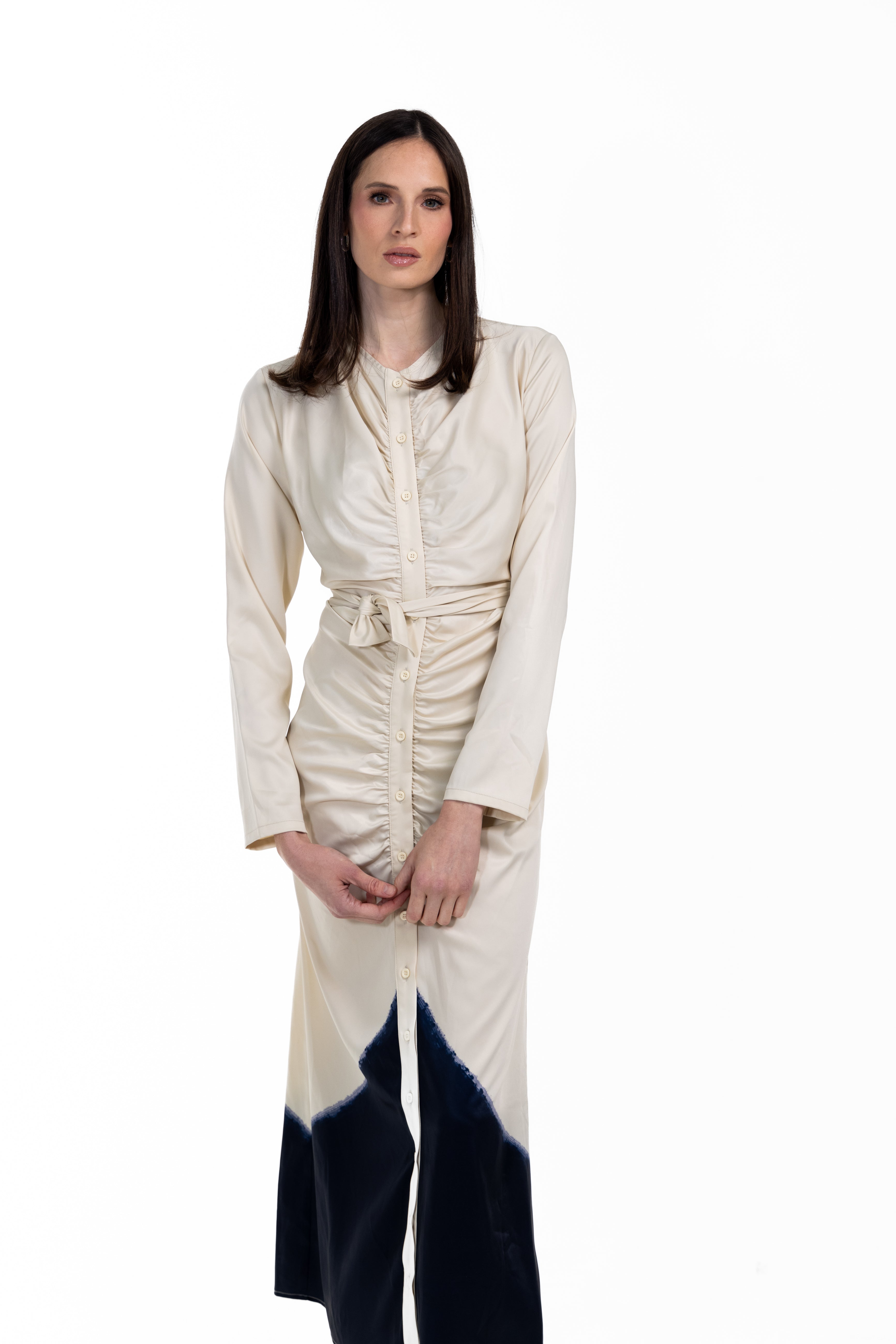 Silk Self Tie Dress W-18255