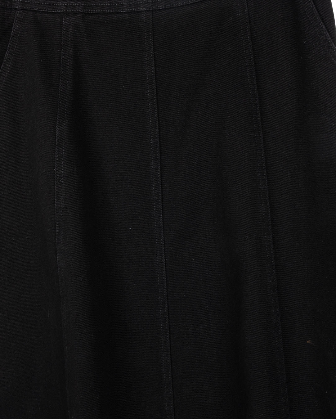 Denim Seamed Detail A Line Skirt - Junees