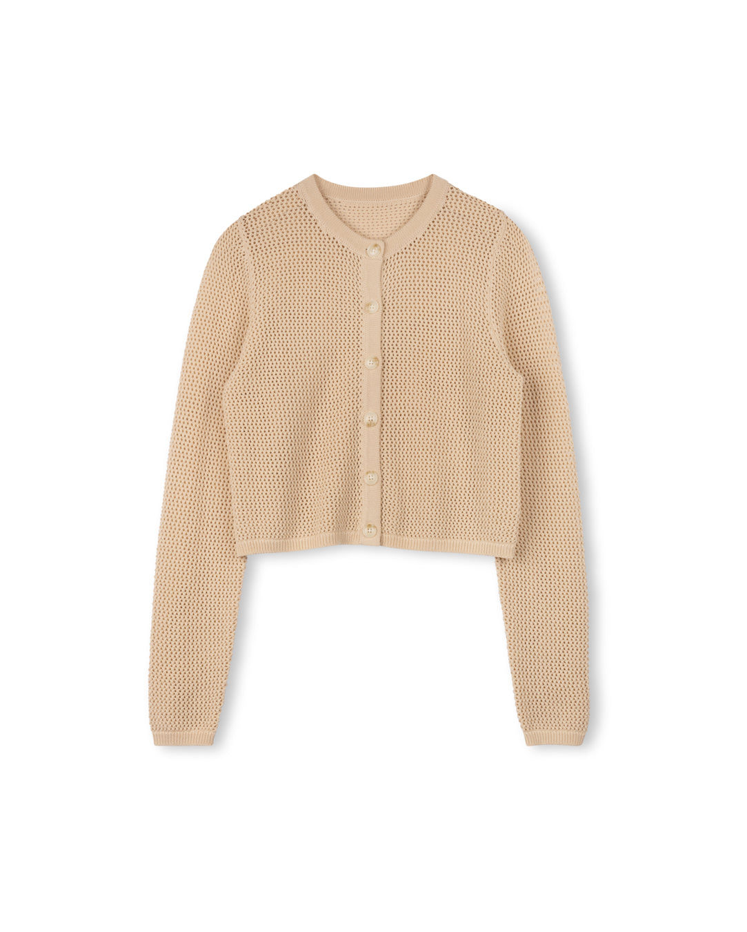 Crocheted Crop Knit Cardigan W-19344