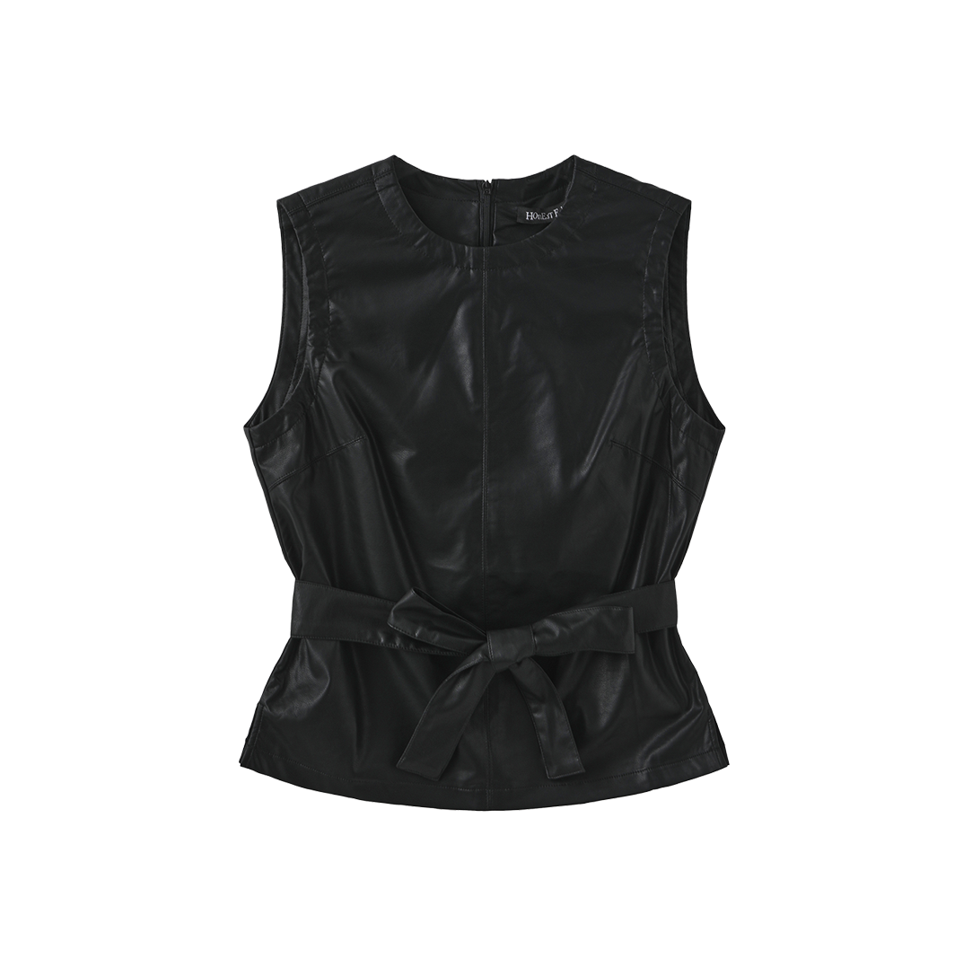 Arosa Leather Belted Vest