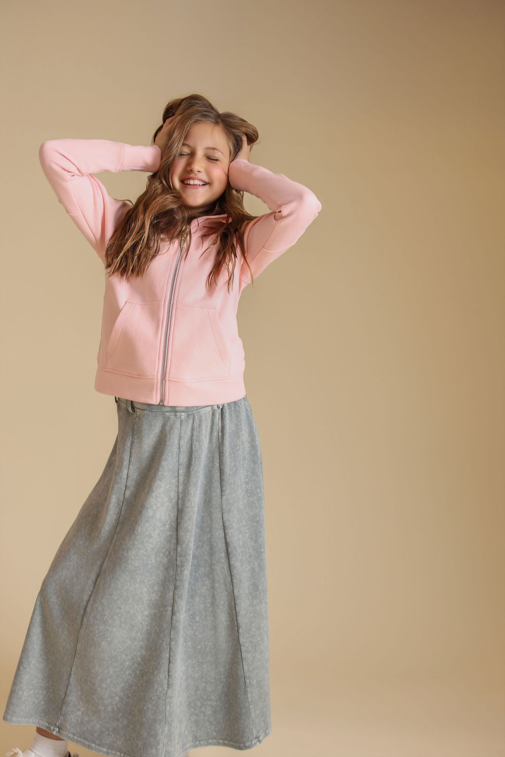 Raw Edge Zip Up Sweatshirt