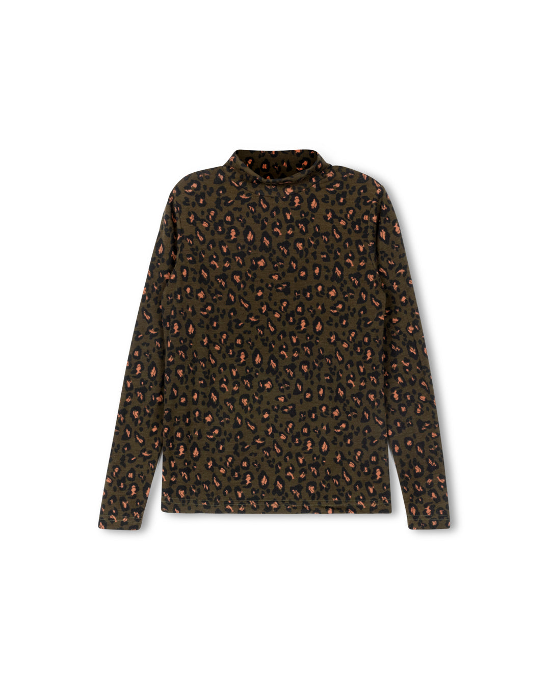 Leopard Printed Fitted Mock Neck C-23338