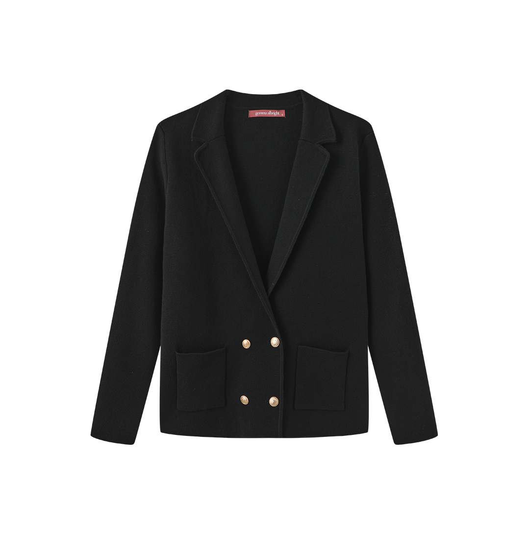 Double Breasted Knit Midi Blazer