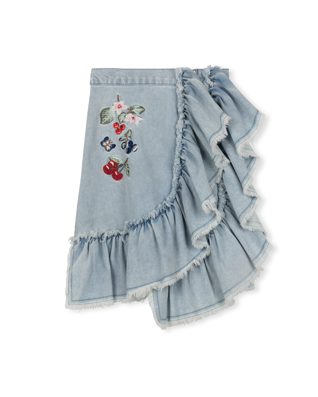 Embroidered Fruit Wrap Skirt