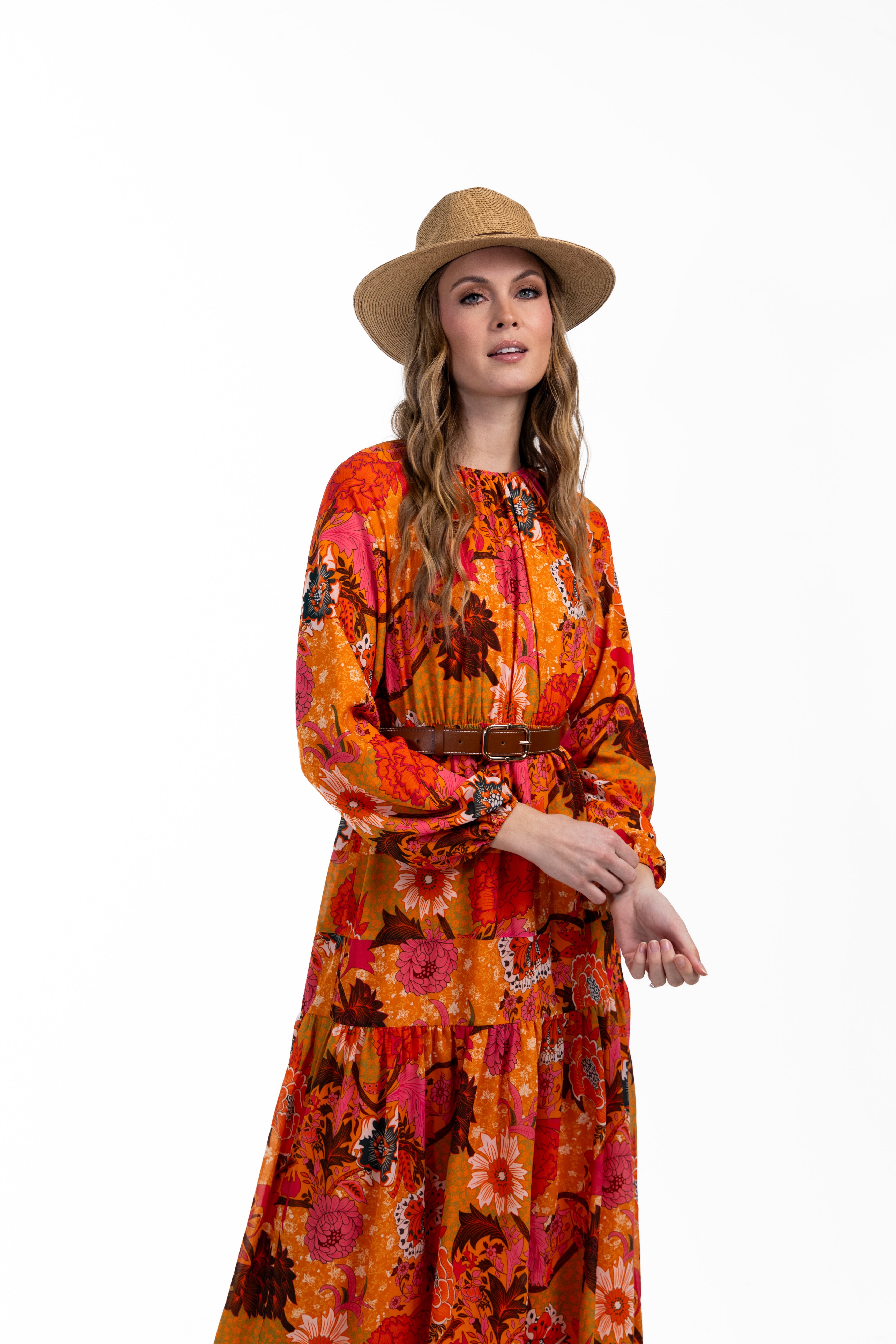 Floral Printed Chiffon Maxi Dress