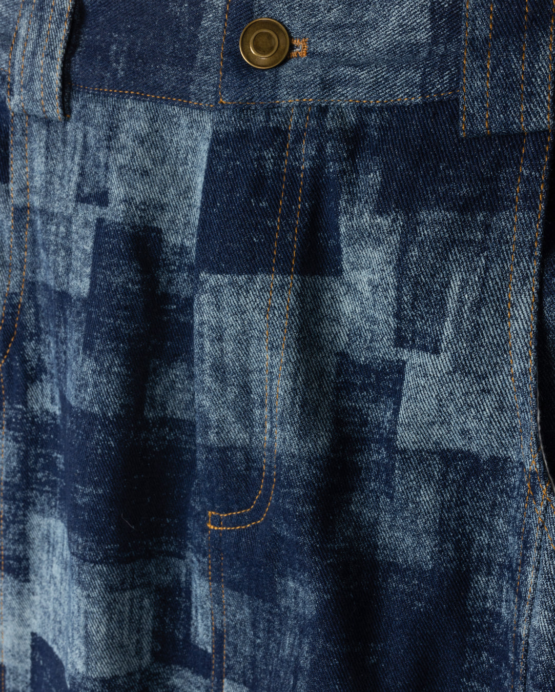 Denim Printed Straight Skirt