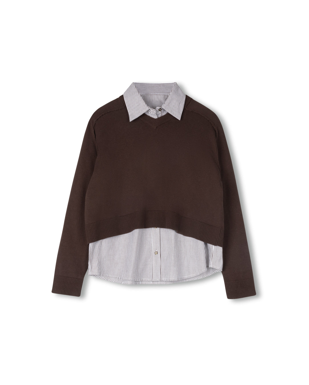 Knit V-neck Seam Sweater C-23274