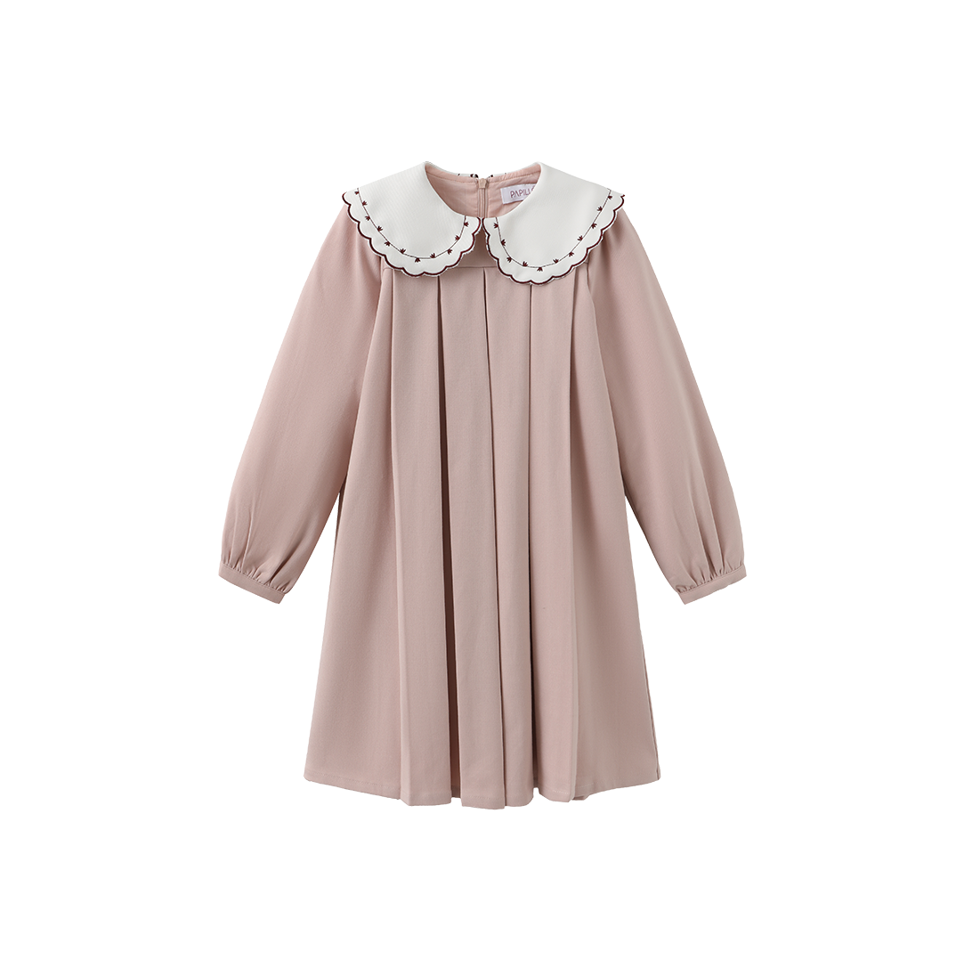 Wool Embroidered Collar Dress