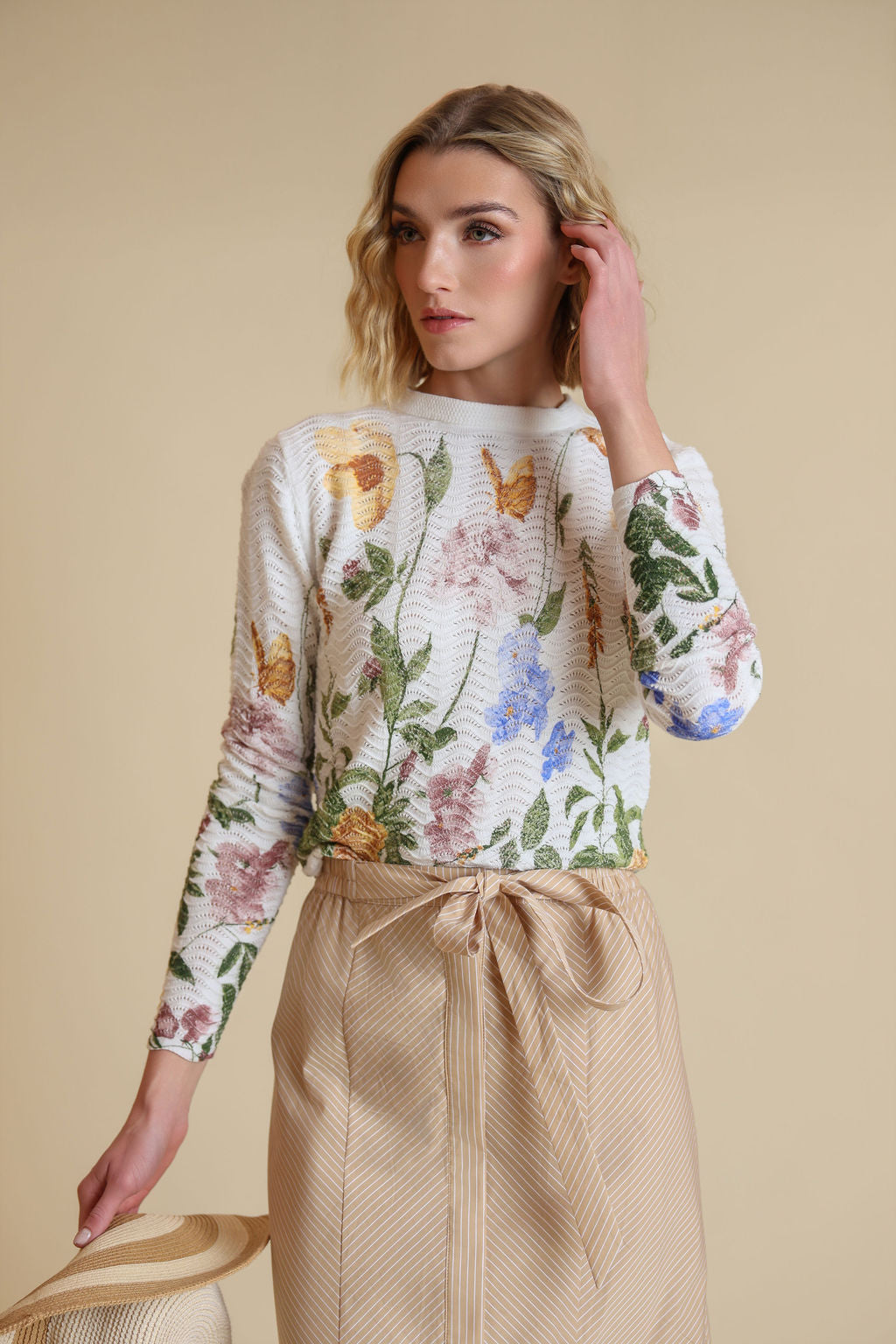 Floral Pointelle Sweater