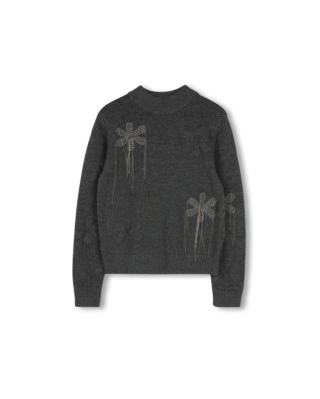 Oversized Collar Embroidered Sweater W-20156