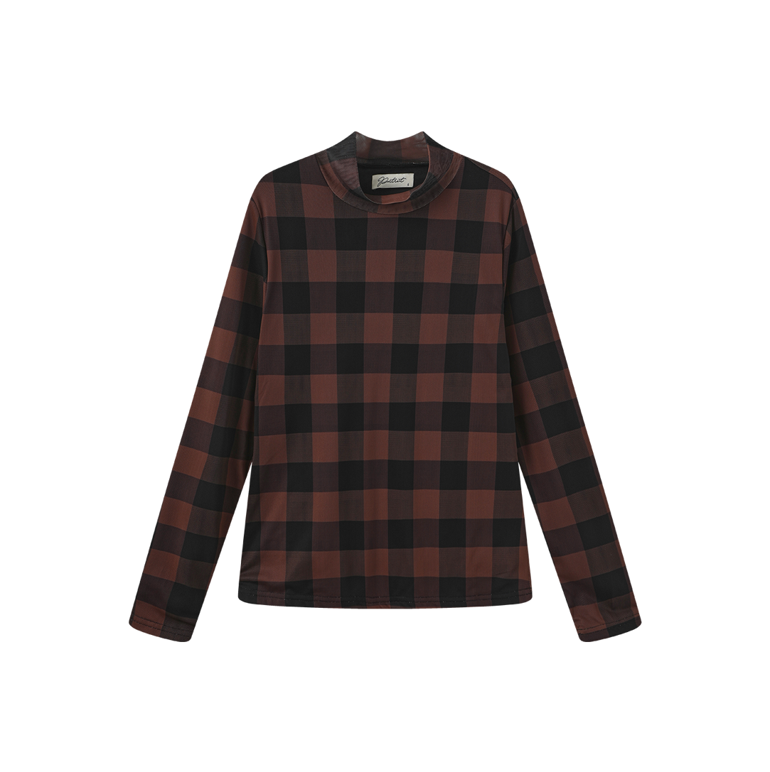 Mesh Multi Plaid Turtleneck