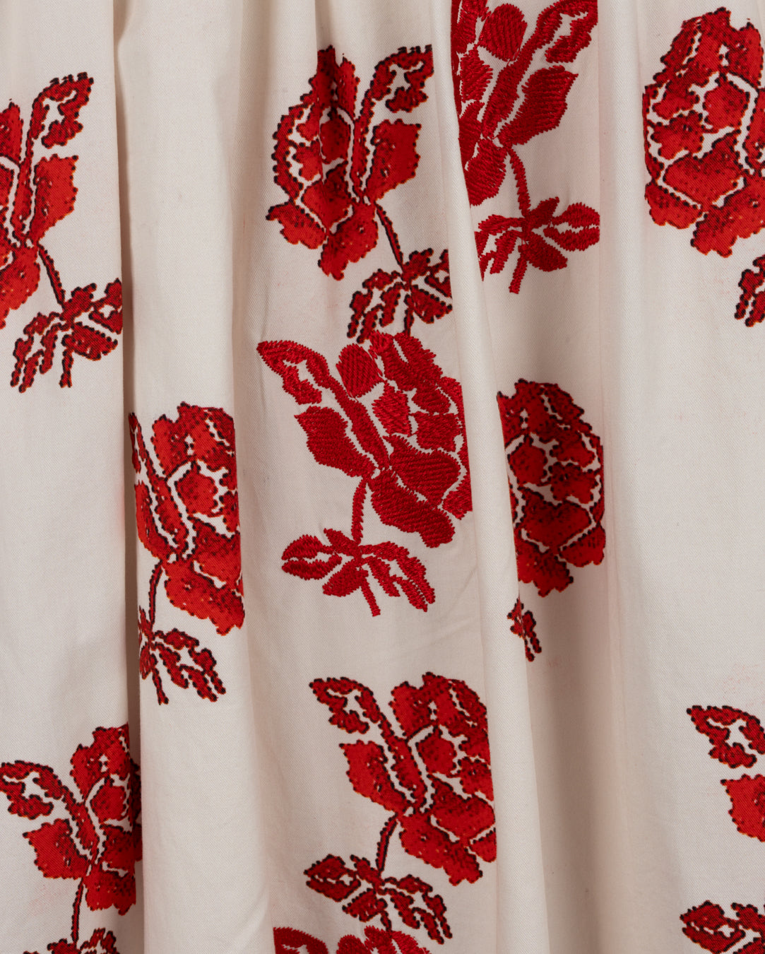 Relay Embroidered Cotton Poplin Midi Skirt