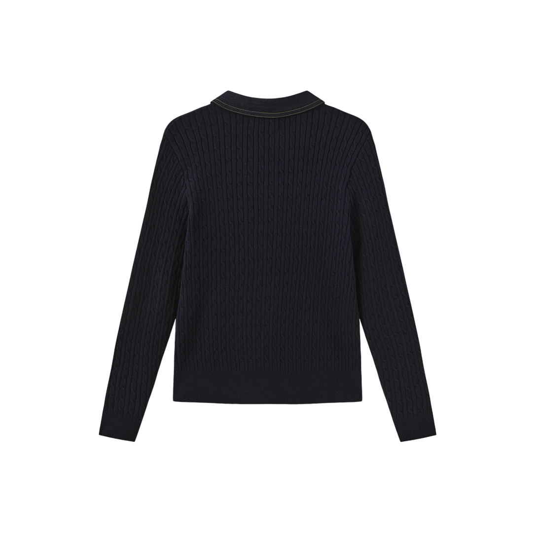 Cable Knit Contrast Fabric Cardigan