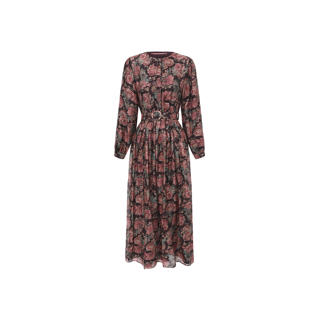 Vintage Floral Belt Dress