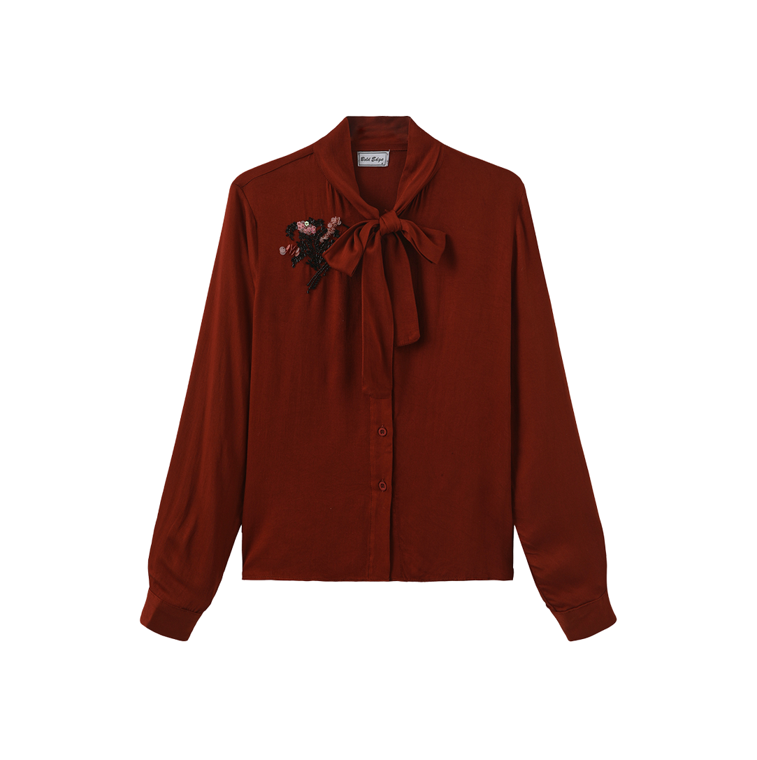 Crystal Embroidery Silk Blouse