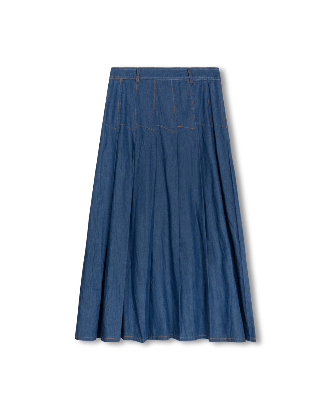 Denim Pleated Seam Detailed Skirt - Junees