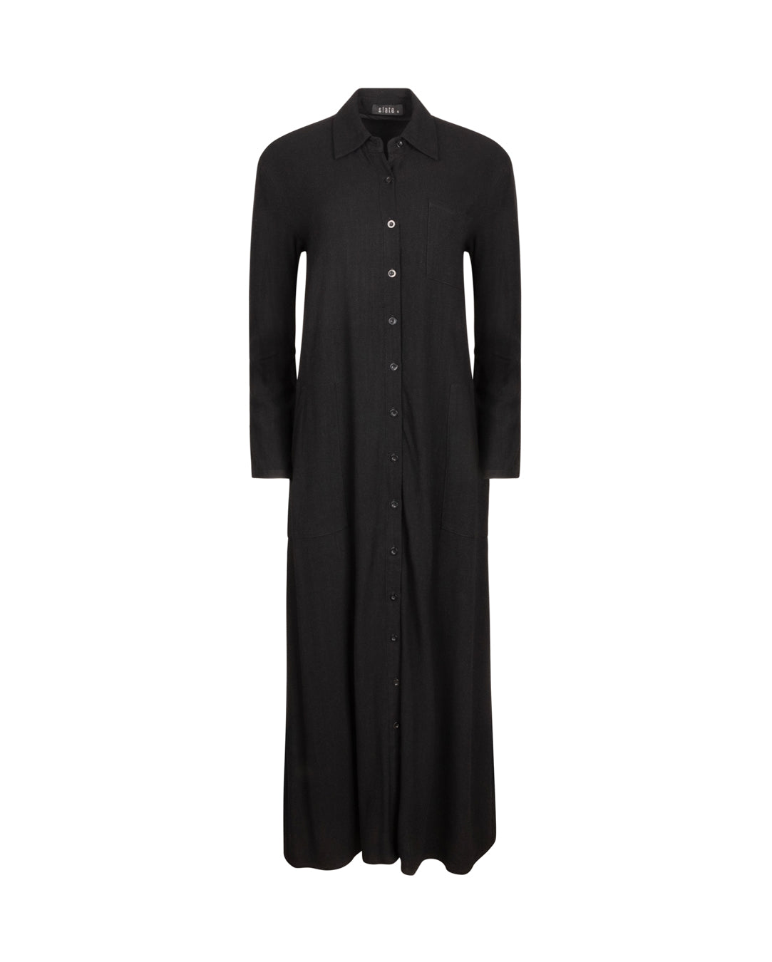 Linen Maxi Shirt Dress W-17702