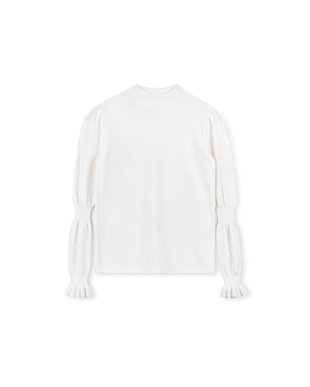 Knit Mock Neck Sweater With Bubble Sleeve W-15298