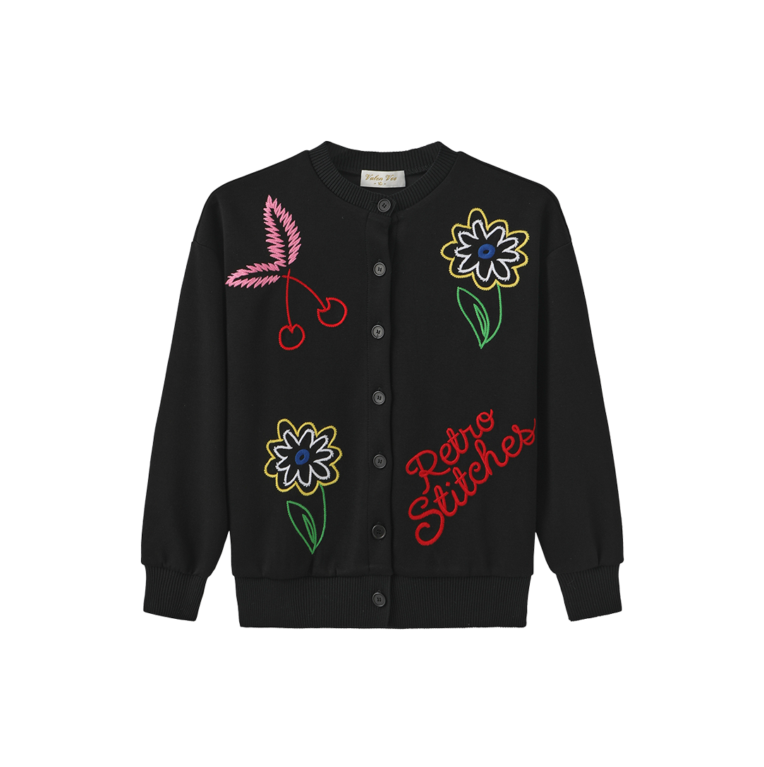 Embroidered Detailed Crewneck Cardigan