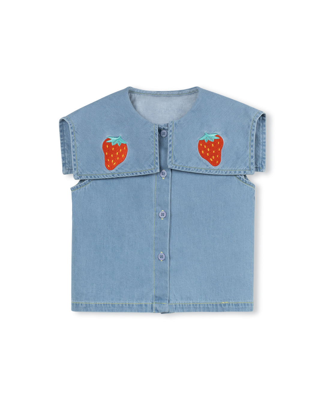 Tate Strawberry Denim Blouse - Junees