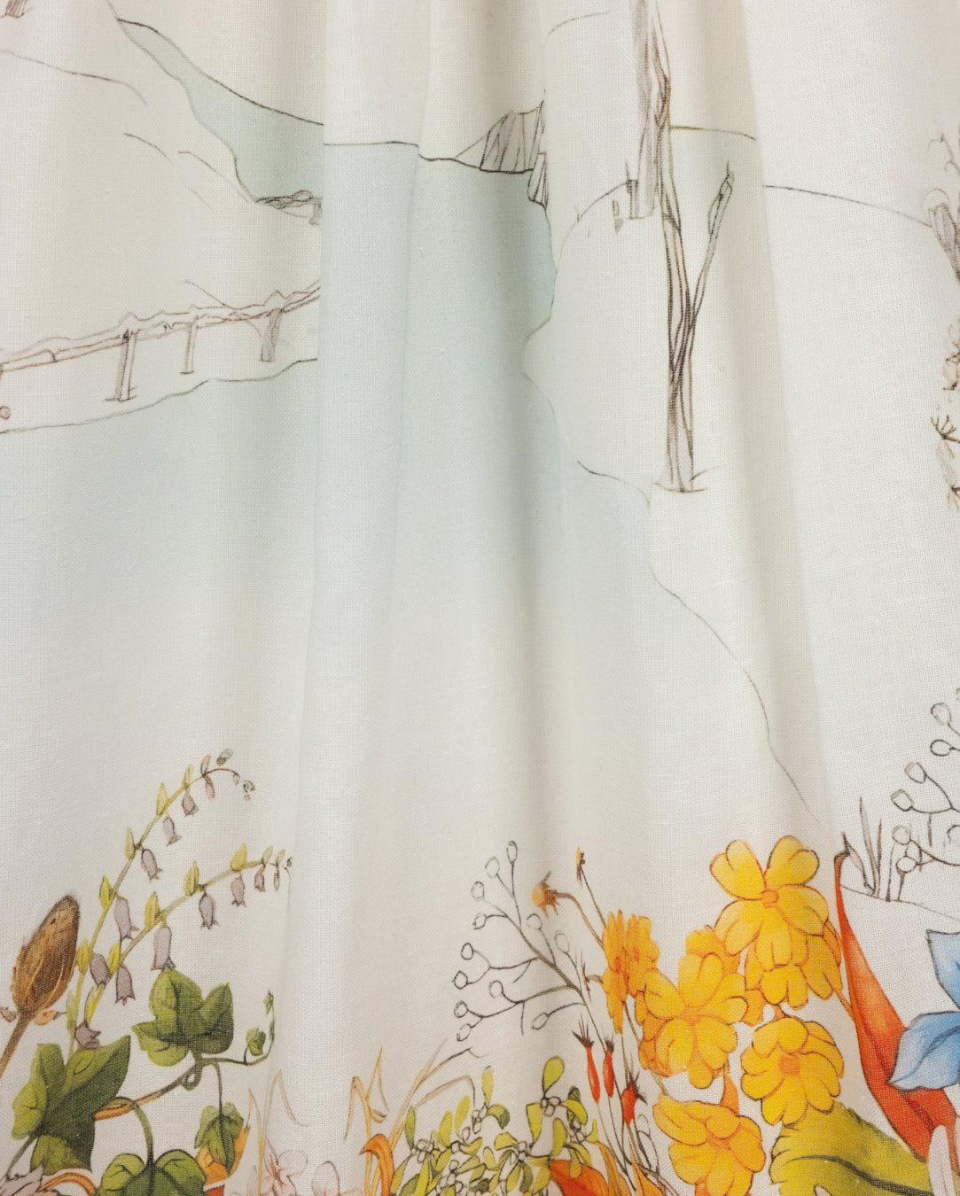 Graphic Print Linen Dress