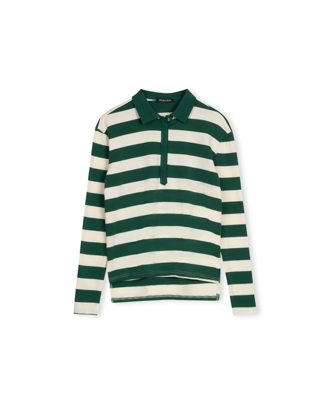 Oversized Striped Contrast Collar Polo - Junees