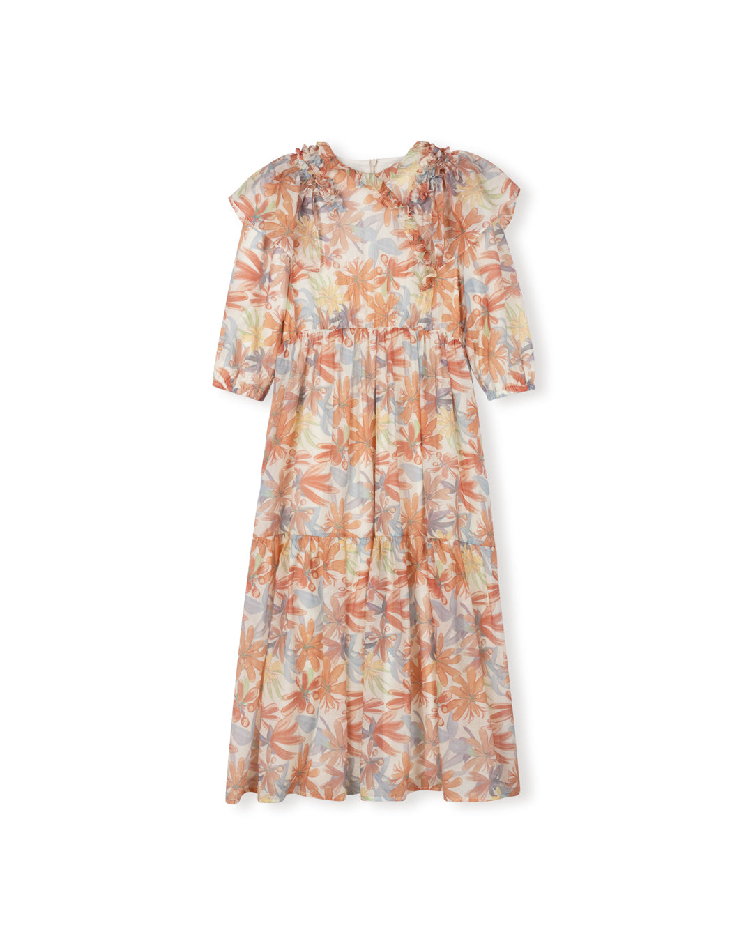 Floral Shear Ruffle Dress