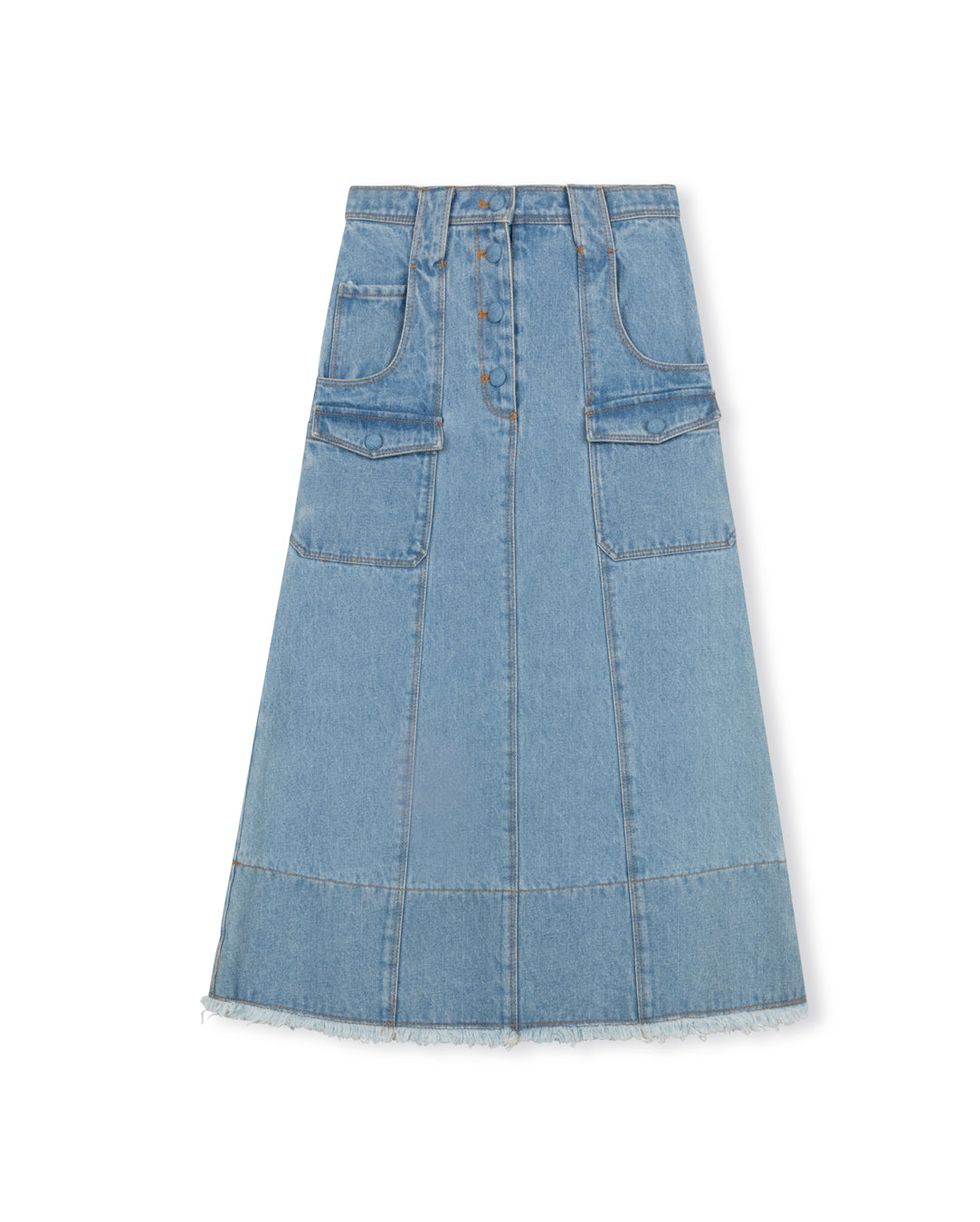 A Line Maxi Denim Skirt - Junees